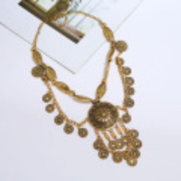 #056  Ethnic Wind Alloy Coin Personality Retro Collarbone Multi-layer Necklace - Picture 3 of 6